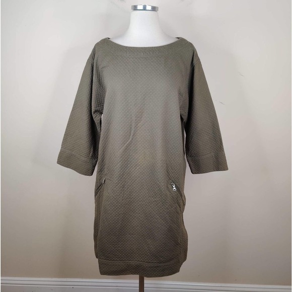 GAP Dresses & Skirts - Gap Shift Dress Zipper Pockets Olive Green Cotton